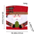Festive Christmas chair cover featuring a Santa Claus design with plaid hat and tree - Santa Claus Style