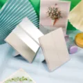 Beige tri-fold portable makeup mirror with foldable desktop stand - 23.2*15.5*0.7cm / Off White