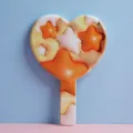 Heart-shaped portable hand mirror with vibrant orange and yellow star pattern design - 12.5cm*18cm / Star in Heart