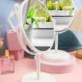 White circular tabletop rotating makeup mirror for dressing table - M / Single-Sided Magnification / 24*13cm / Off White