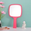 Ergonomic handheld makeup mirror in vibrant pink finish for professional salon or daily use - Large Spatula Mirror (13x23cm) / Rose Red