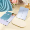 Tri-fold portable makeup mirror in light blue with folding stand for desktop usage - 23.2*15.5*0.7cm / Sky Blue