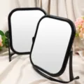 360-degree rotating desktop makeup mirror with sleek black frame for vanity table - Square / Black