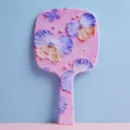 Hand-held pink makeup mirror featuring a textured purple pansy oil painting design - Pink Lover / 13cm*23cm