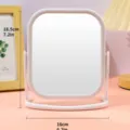 White 360-degree rotating desktop makeup mirror with 16cm width - Square / White