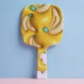 Portable handheld makeup mirror featuring a cute banana pattern on a yellow base - Banana / 13cm*23cm