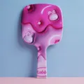 Portable handheld makeup mirror with cute pink rabbit pattern and ergonomic handle - Rabbit & Star / 13cm*23cm