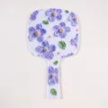 Artistic handheld makeup mirror featuring a 3D impasto purple floral textured pattern - 13*23cm / Purple Flower