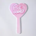 Cute pink heart-shaped handheld makeup mirror with First Love design for daily use - First Love Heart / 10.5*18cm