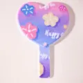 Heart-shaped handheld vanity mirror with floral patterns and purple gradient finish - Gradient Colorful Floral Style (Heart Mirror) / 13*18cm / Gradient