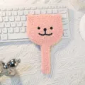 Cute pink plush cartoon bear handheld portable makeup mirror for autumn and winter use - 18.5*11.5cm / Smiling Bear
