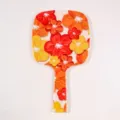 Mooie handbediende cosmetische spiegel met oranje en geel bloemenpatroon van acryl - 13*23cm / Kleurrijk gemengd