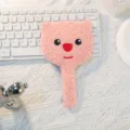 Cute and soft pink plush bear-shaped handheld mirror for portable daily makeup use - 18.5*11.5cm / Pink Loopy