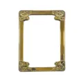 Grand miroir de maquillage vintage en or galvanisé avec d'élégants coins floraux - 16*22cm / Dorure