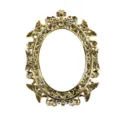 Elegante espejo de maquillaje ovalado dorado vintage con marco tallado europeo - 20*15cm / Chapado en oro