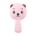 Portable pink plush bear handheld mirror with soft cover for student daily makeup - 8x14.5cm / Dazed Bear