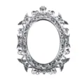 Espejo de maquillaje ovalado plateado vintage con un elaborado marco de filigrana - 20*15cm / Plata Galvanizada