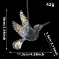 Acrylic faceted hummingbird Christmas ornament with gold sequins and silver hanging string - Hummingbird Sequin Ornament
