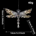 Clear acrylic dragonfly Christmas ornament with golden sequins, 14x10cm hanging decoration - Dragonfly Sequin Ornament