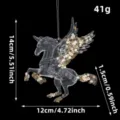 Clear acrylic Pegasus Christmas tree ornament with gold sequins and 14x12cm dimensions - Pegasus Sequin Ornament