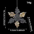 Transparent acrylic snowflake Christmas ornament with gold sequins and size measurements - Snowflake Sequin Type A