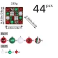 44-piece assorted Christmas ball set with 3cm and 6cm ornaments in red green and white - 44-Piece Set / Red Green and White