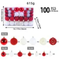 100-piece Christmas ornament set in red and white with various sizes and textures - 100 Pieces/Pack (3/4/6cm) / Red and White Style