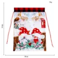 Festive Christmas drawstring gift bag with gnome snow scene print 50x36cm size - 50x36cm