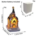 Luminous resin Christmas house ornament with battery and packaging dimensions - Black Roof Glowing House Style B (T2-61)