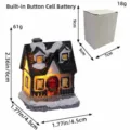 Miniature glowing Christmas resin house with button battery and packaging dimensions - Black Roof Glowing House Style C (T2-60)