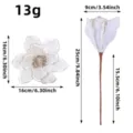 Fleur de Noël artificielle blanche avec bordure dorée pailletée et ses dimensions - Blanc Avec Or
