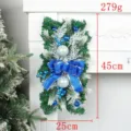 Christmas swag decoration with blue bow and white berries, 45cm height and 279g weight - Blue / LED Glowing Style
