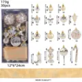 Full 30-piece champagne gold Christmas ornament gift set with candy canes and stars - 30 Pieces / Gold