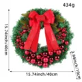 Kerstkrans met rode strik bessen en ornamenten 40 cm diameter - 40CM / Bourgondië Kerstbal Krans