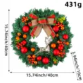 40cm kunstmatige kerstkrans met rode bessen, gouden ornamenten en zilveren rendier - Hert Strik Kerstbal Krans