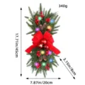 Guirlande de Noël lumineuse pour escalier, décor suspendu de 45 cm avec nœud rouge - Guirlande de Quatre Épicéas en Forme de Larme (K1-23) / 45cm / Lumières de Noël