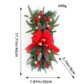 Décoration de Noël LED pour escalier avec nœud rouge et pommes de pin - Guirlande de Quatre Épicéas en Forme de Larme (K1-23) / 45cm / Lumière Chaude