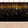 Sfondo fotografico nero e oro per decorazioni di feste di compleanno di lusso - Tema Dorato (SBJ-001) / 95x75cm