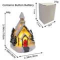 Luminous white resin Christmas house ornament with dimensions and button battery. - Medium Resin House Style D (T2-55)