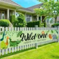 Dschungel Safari Wild One 1. Geburtstag Party Banner für Garten Zaun Dekoration - SHF-001 / Dschungeltier-Thema (SHF-001) / 30x120cm