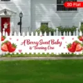 Erdbeer-Thema Banner zum 1. Geburtstag für den Garten mit A Berry Sweet Baby Aufschrift - Erdbeere Thema (SHF-003) / 50x300cm