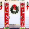 Feestelijke rode Welcome to the Farm veranda banners met schattige dieren - 30x180cm