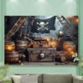 Toile de fond photographie aventure trésor de pirate pour décoration murale de fête - SBJ-004 / 95x75cm