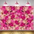 Toile de fond fleurie rose romantique pour mariages et décorations de fête. - Fond de Mur de Roses (SBJ-005)