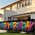 Colorful graffiti style 'Happy Birthday' banner for outdoor garden party decoration - SHF-0012 Style / 30x120cm (Punched with Rope)