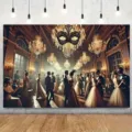 Ornate masquerade ball ballroom party backdrop for photography and decoration - Carnival Mask (SBJ-006) / 95x75cm