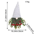 Décoration de Noël suspendue gnome avec baies rouges et épines vertes, hauteur 54 cm - 54cm / Guirlande Gnome à Bonnet Blanc (U1-35)