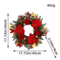 Rode kerstkrans met kerststerren, rozen en dennenappels, afmetingen van 45 cm breed - Diameter 45cm / Roos Rood Stijl