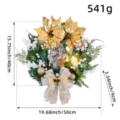 Nativity Christmas wreath with golden poinsettia and glowing lamp, 50cm diameter - Nativity Wreath (H3-21)