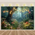 Enchanting fairy tale forest photography backdrop for magic theme party decorations. - 95x75cm / YD-BJB292